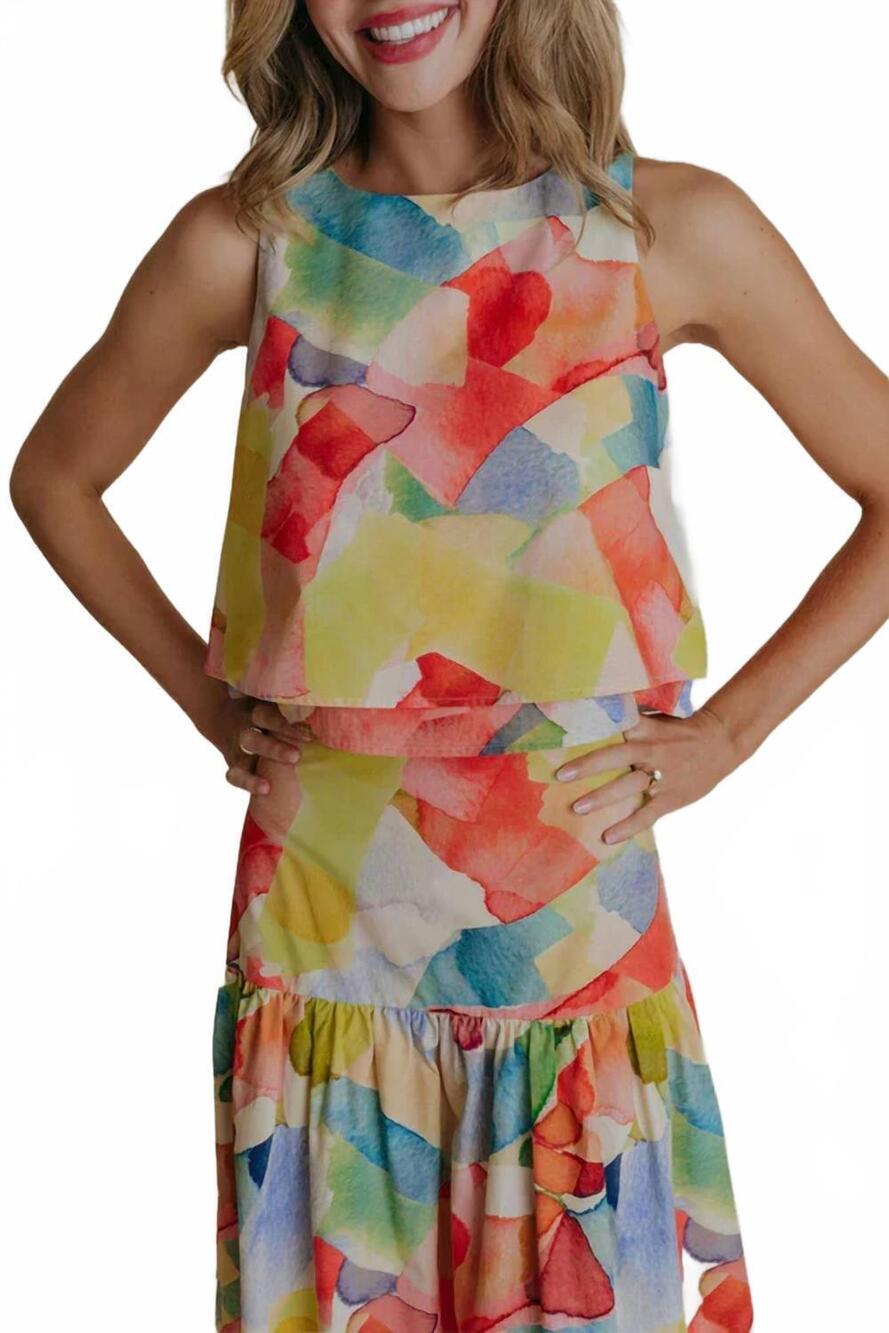 NEW LAROQUE june sleeveless top in red multi